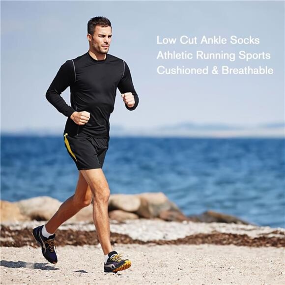 Low Cut Ankle Socks 6 Pack Cushioned Breathable Anti Blister Men Women Running - Picture 7 of 8